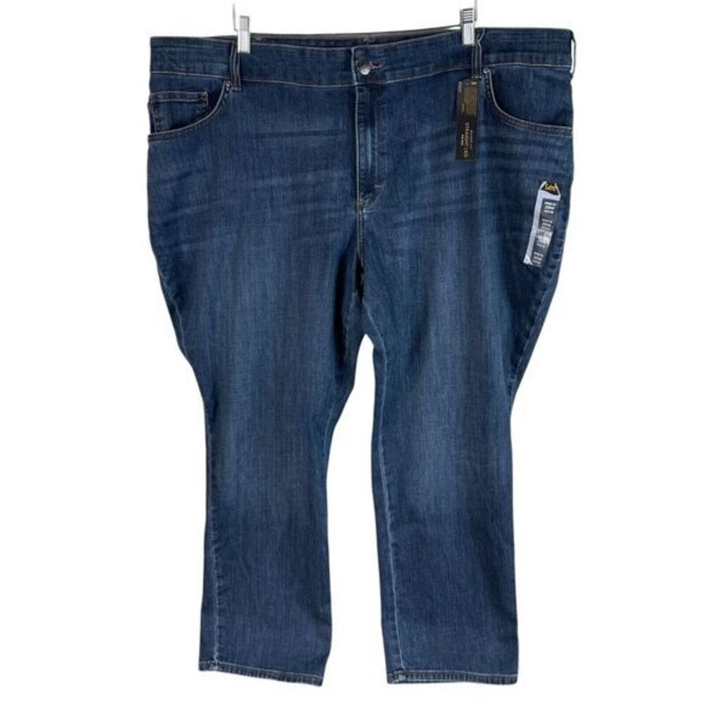 NEW Lee Plus Womens Relaxed‎ Fit Straight Leg Mid Rise Jeans 26WP Dark Wash Blue